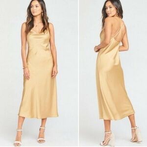 NWT Show Me Your Mumu Verona Cowl Dress True Gold Womens Size S
